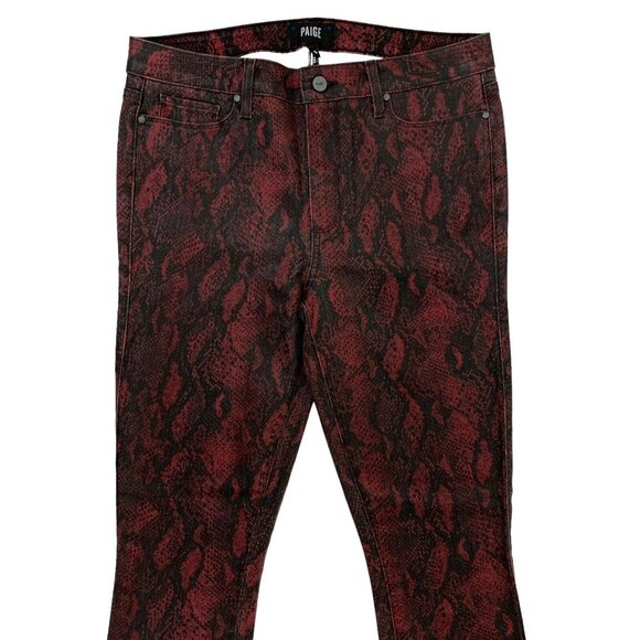 Paige Hoxton Skinny Jeans 31 Red Black Coated High Rise Stretch Chic - Picture 3 of 8